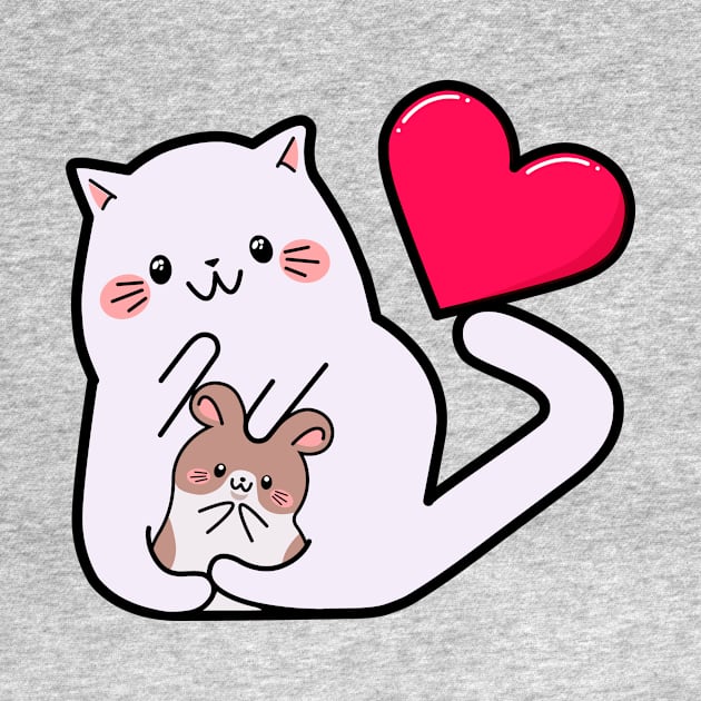 Kawaii style, mouse lovers, Valentine's Day, cute kawaii mice and cats . by SK1X